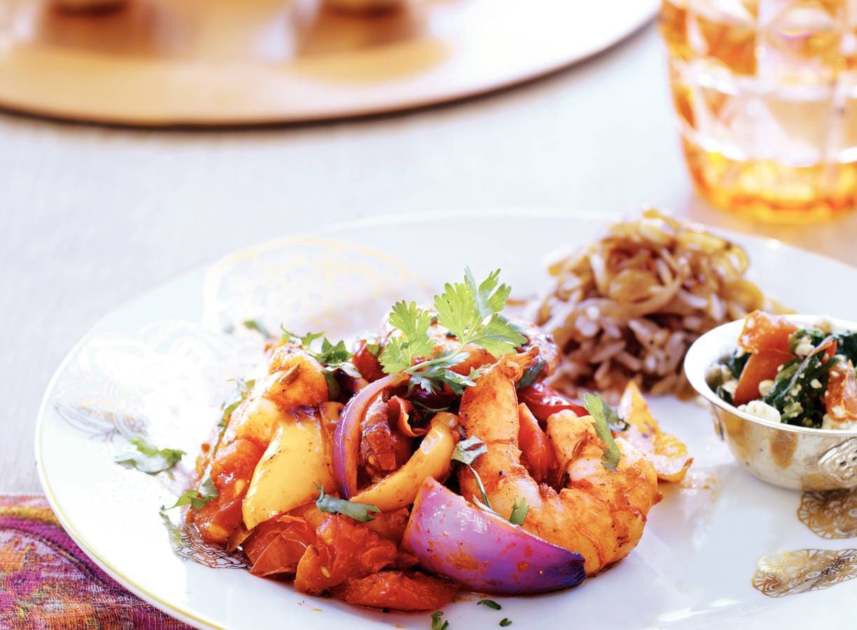 Garnalencurry met paprika