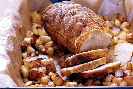 Varkensrollade met knoflookspinazie
