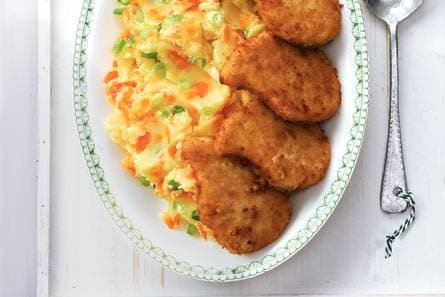 Wortelstamppot met vegetarische schnitzels
