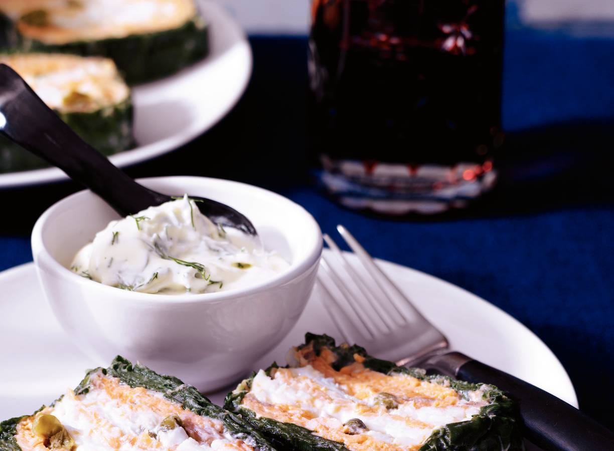 Zalmterrine met spinazie