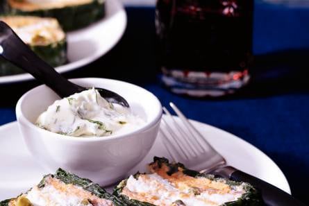 Zalmterrine met spinazie