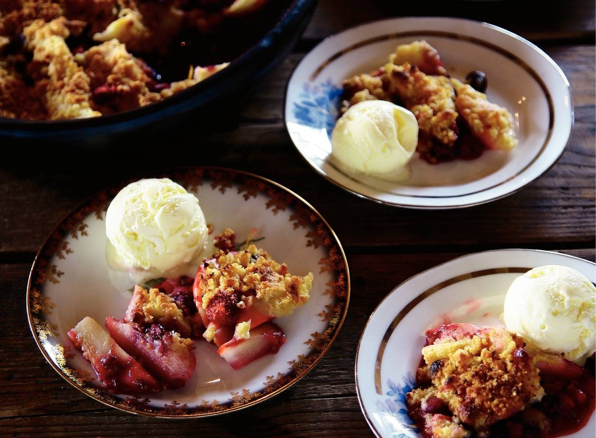 Peren-bosbessencrumble met port