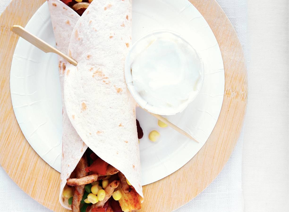 Tortilla met varkensreepjes