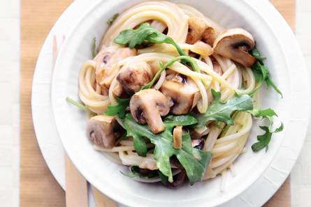 Champignonpasta met rucola