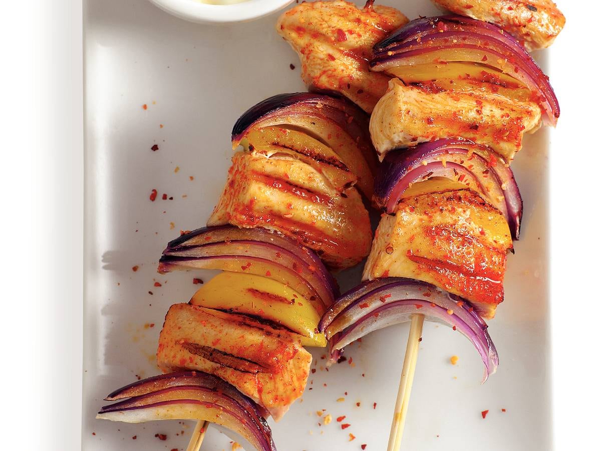 Kipspiesjes met paprika