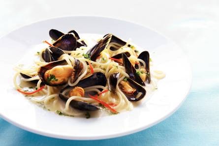Spaghetti met mosselen