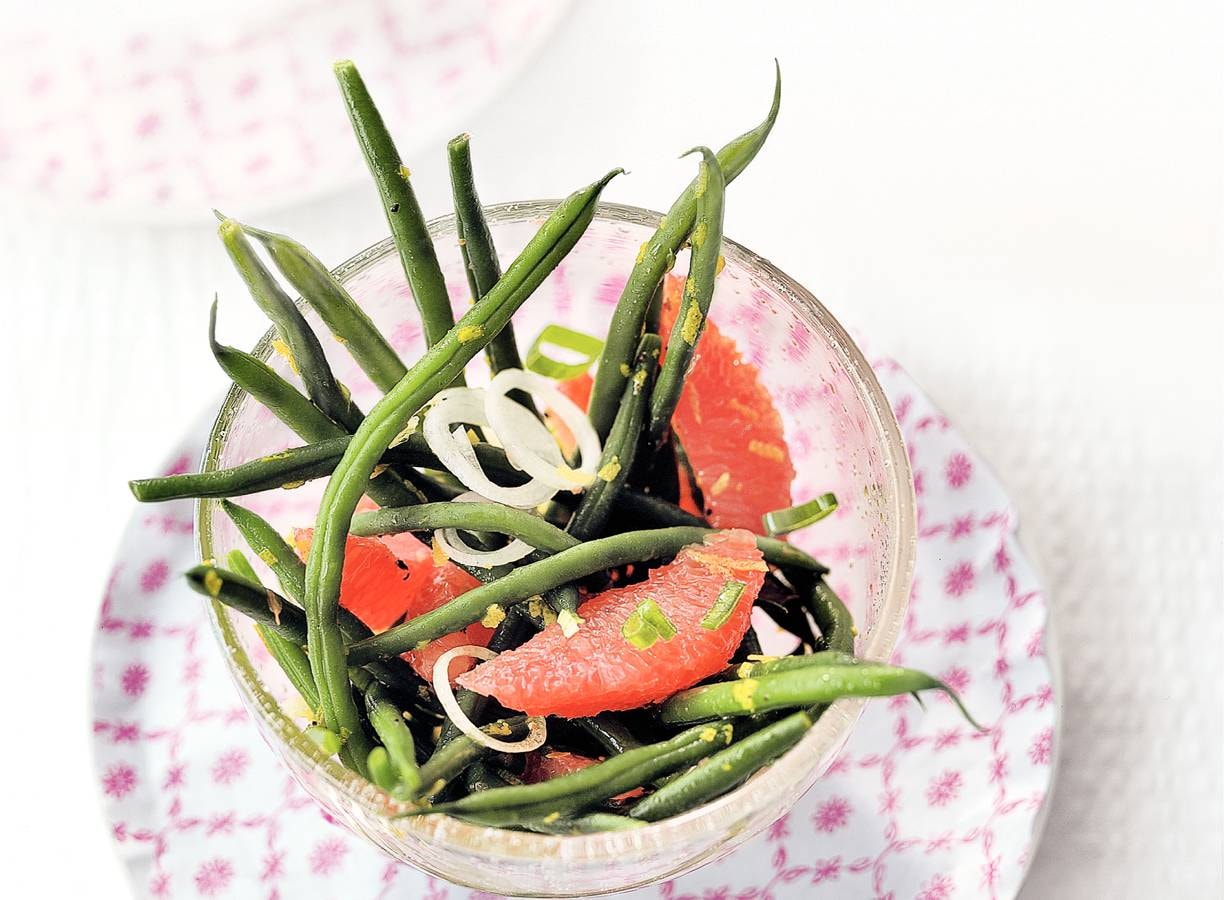 Haricots verts salade met grapefruit