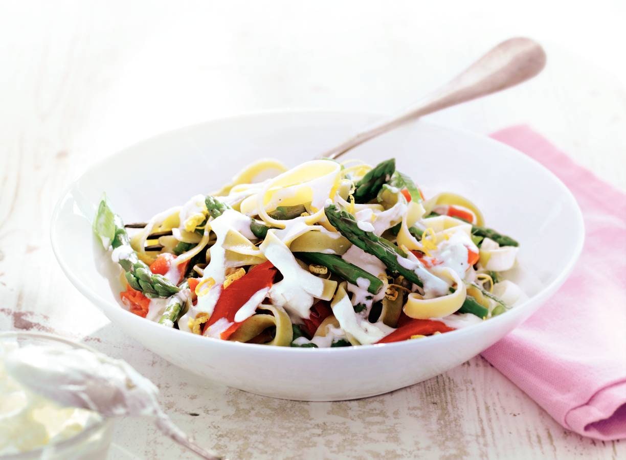 Zalmpasta met crème fraîche