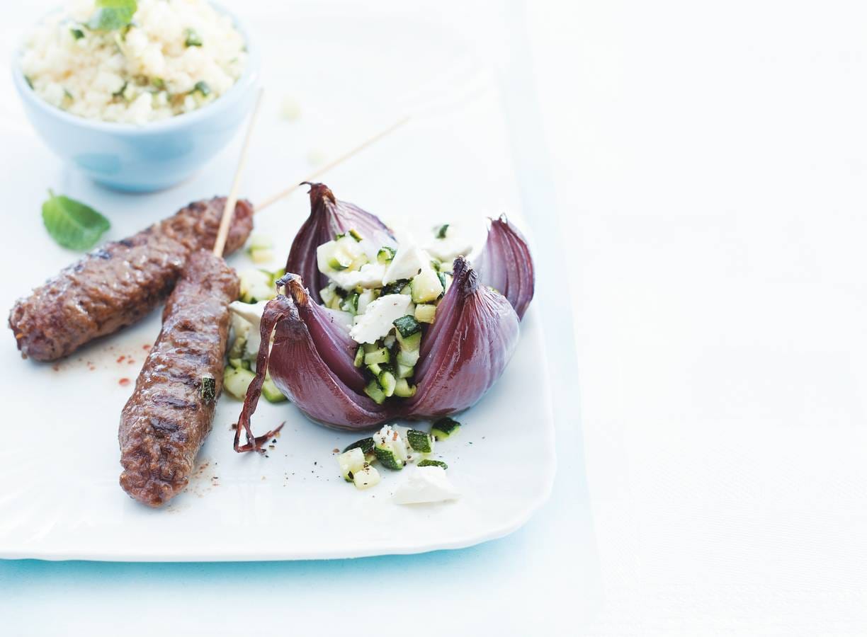 Gevulde ui met runderkebab