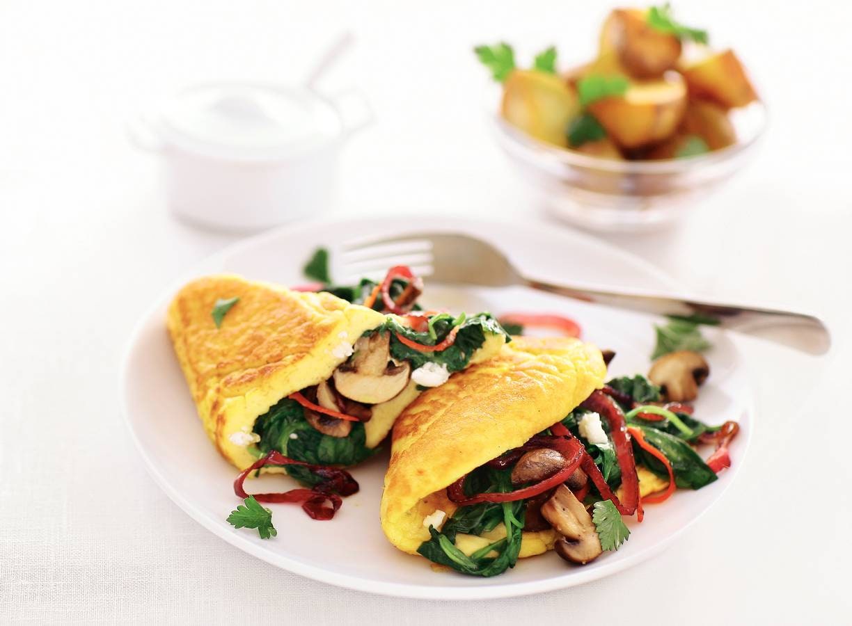 Geitenkaasomelet met groenten