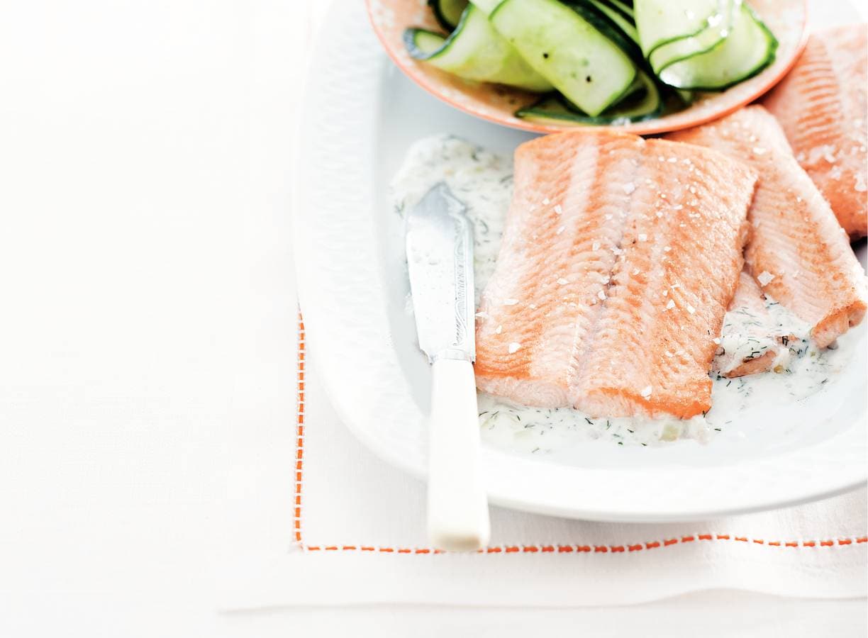 Wilde zalmfilet in dille-roomsaus