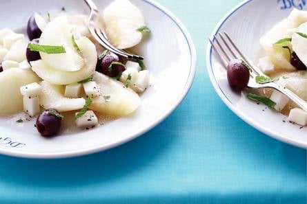 Salade van meloen en geitenkaas