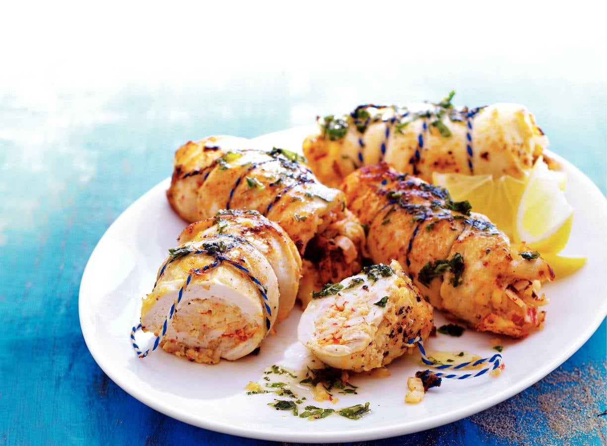 Met krab gevulde kipfilet
