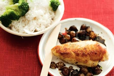 Kip met balsamico-zilveruitjes