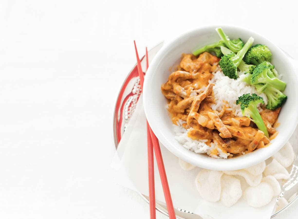Milde thaise varkensvleescurry