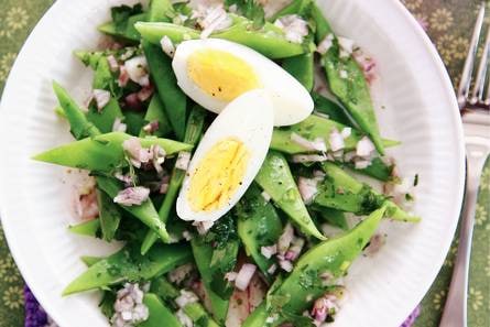Lauwwarme snijbonensalade