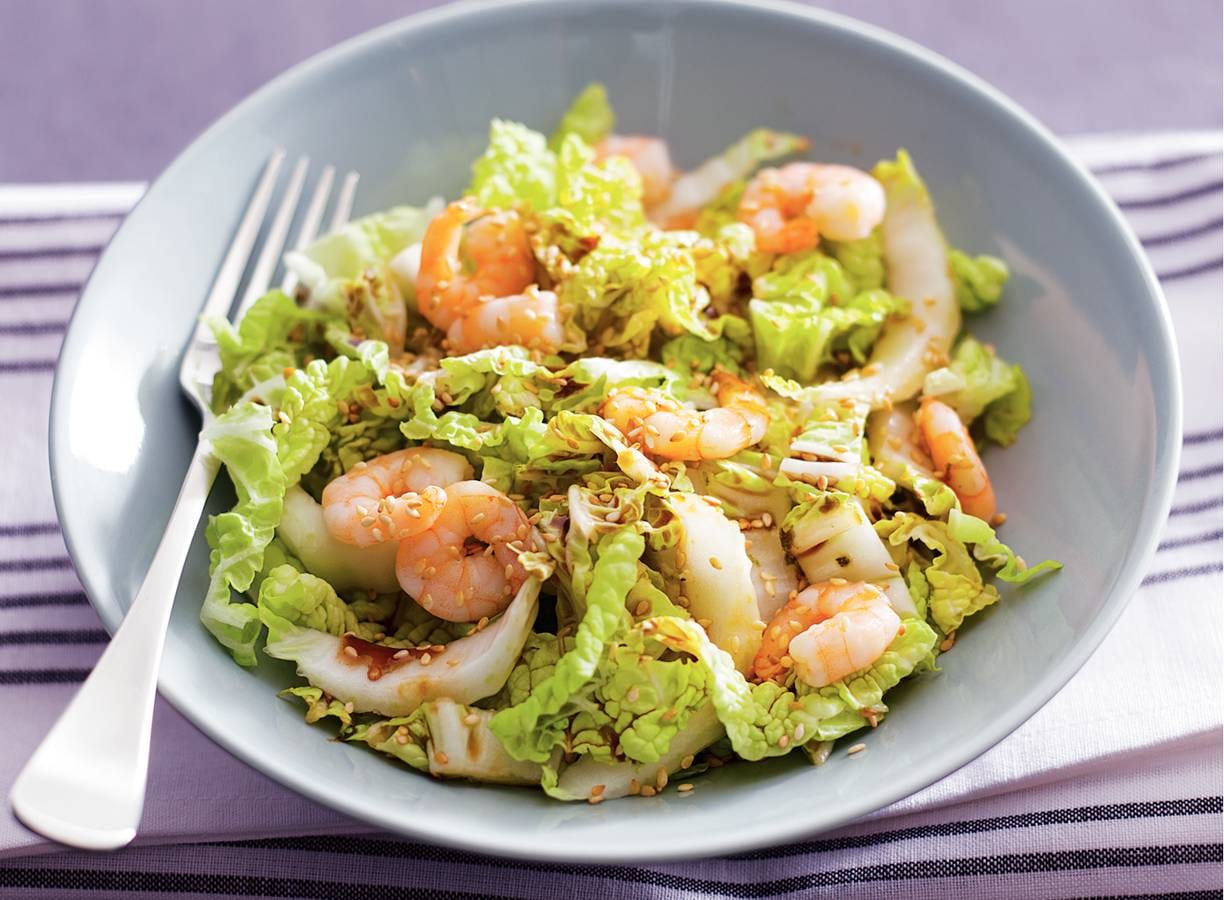 Chinesekoolsalade met garnalen