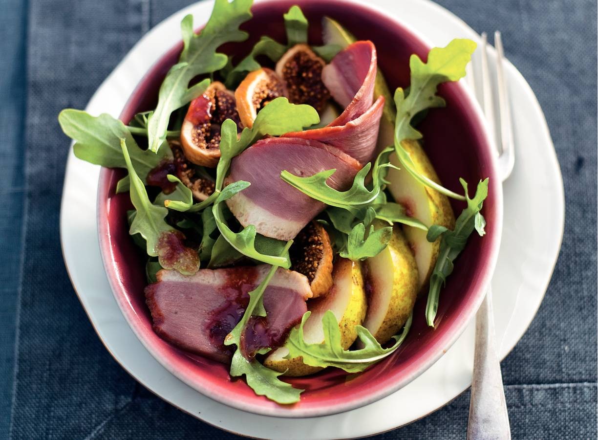 Salade met eendenborst en vijgen