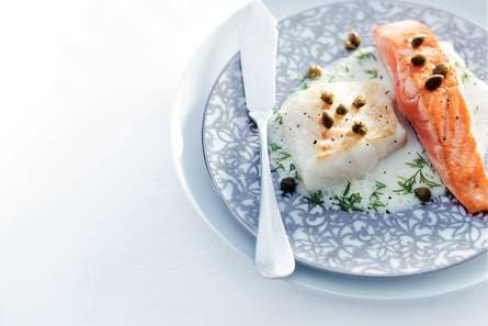 Visduo met wijn-dillesaus