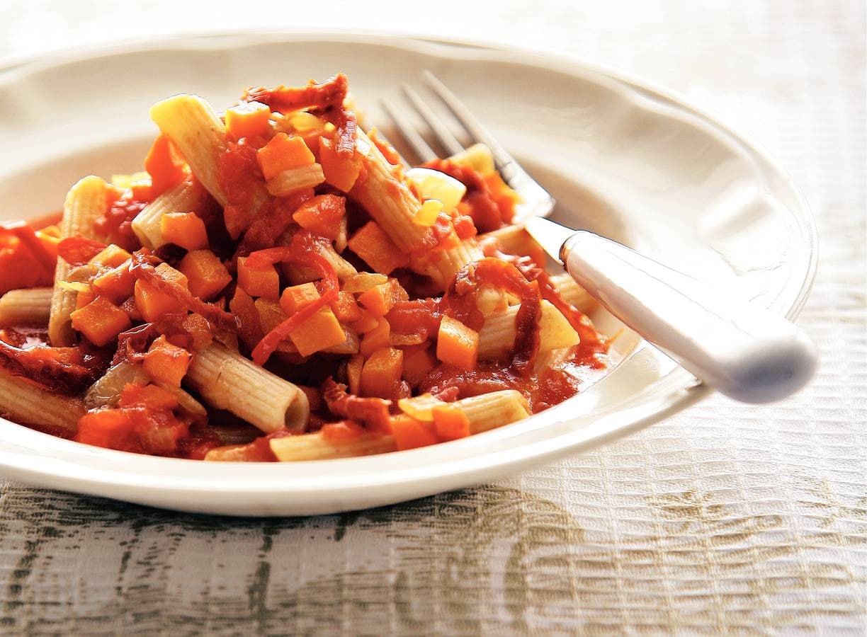Penne met wortel-tomatensaus