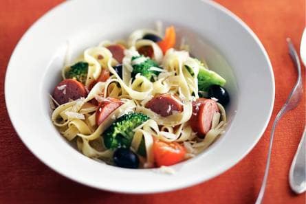 Tagliatelle met rookworst