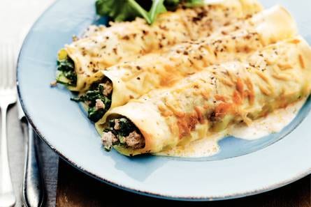 Cannelloni met spinazie en gehakt