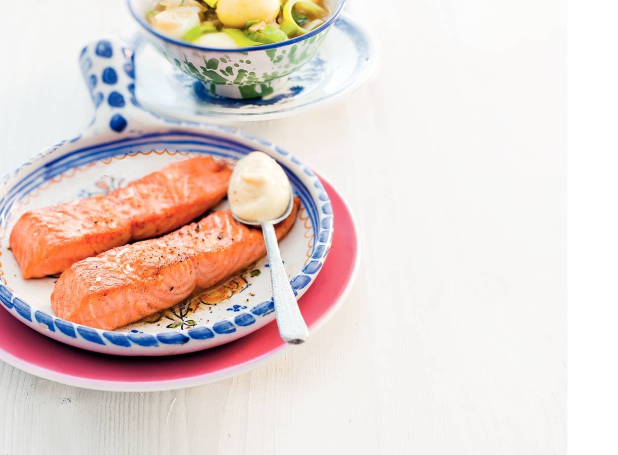 Zalmfilet met preikrieltjes
