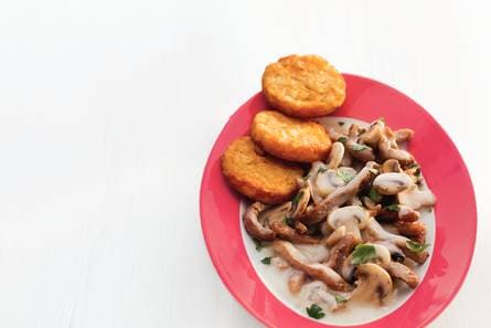 Rösti met romige varkensreepjes