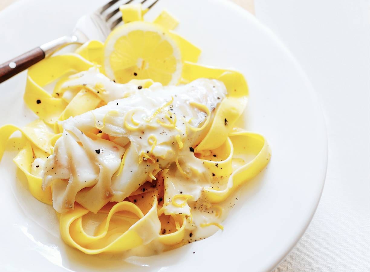 Citroenpappardelle met kabeljauw