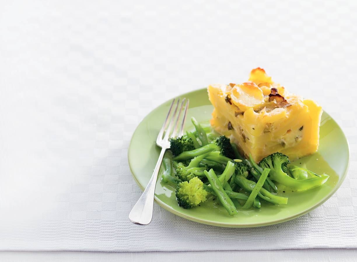 Aardappelgratin en groene groenten