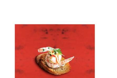 Stokjesbrood pittige garnalensalade