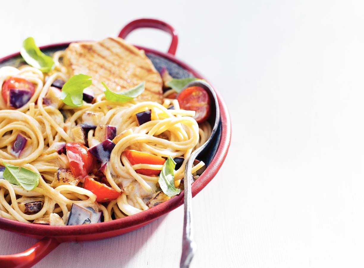 Zomerpasta met filetlapje