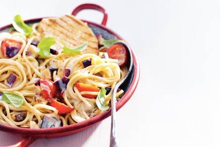 Zomerpasta met filetlapje