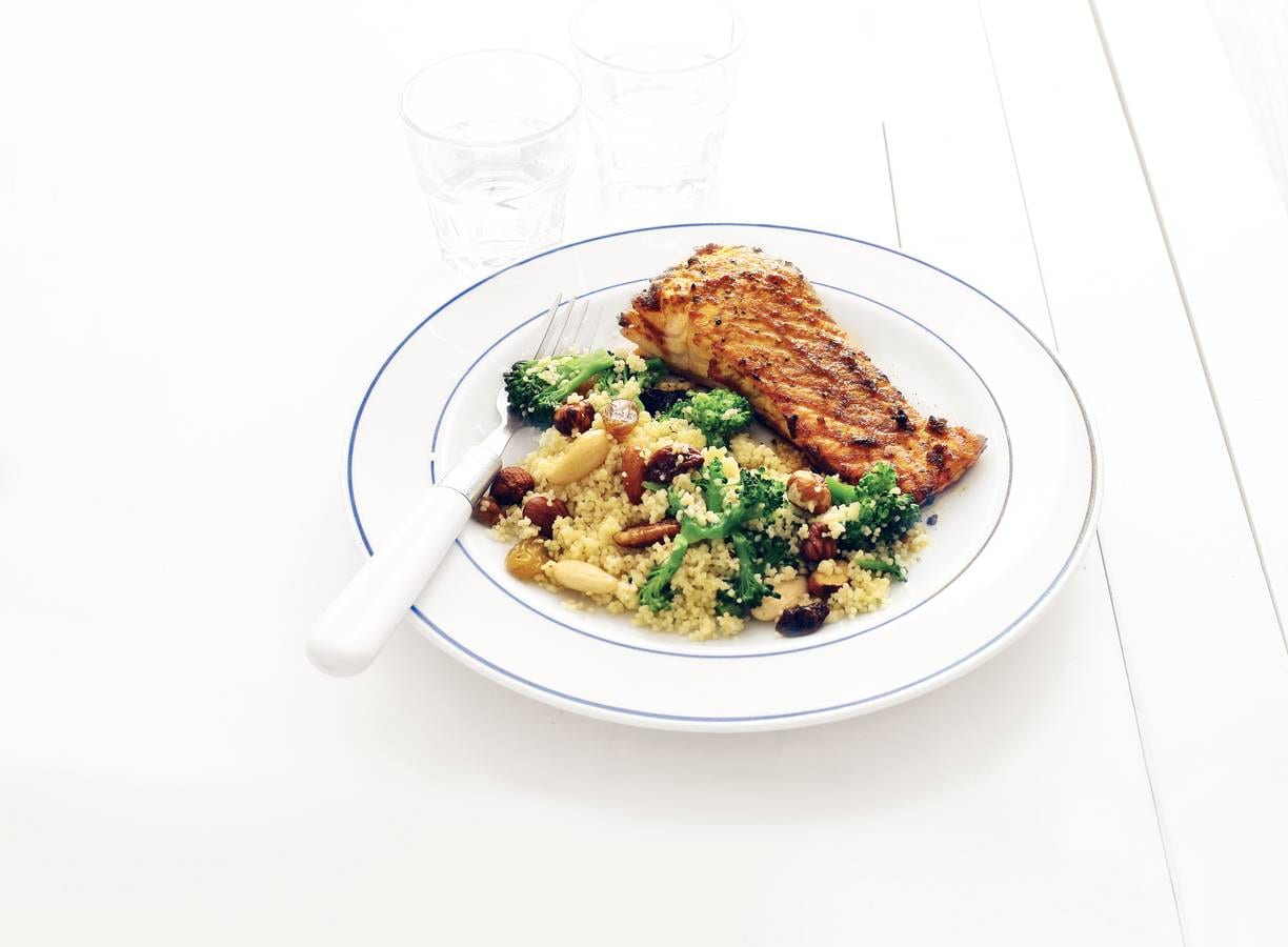 Zalm tikka met notencouscous