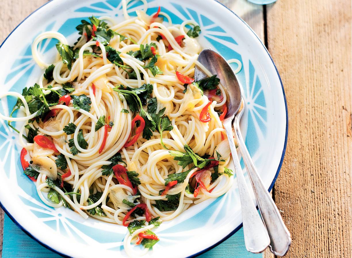 Pasta met knoflook, olie en peper