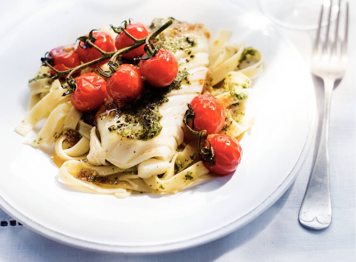 Ovenkabeljauw met pesto