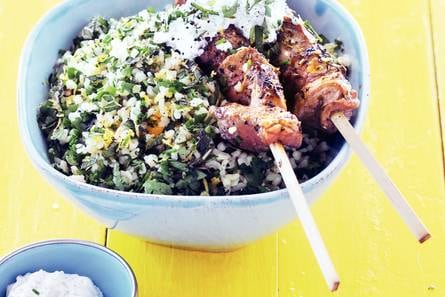 Lamsspies met munt en taboulé