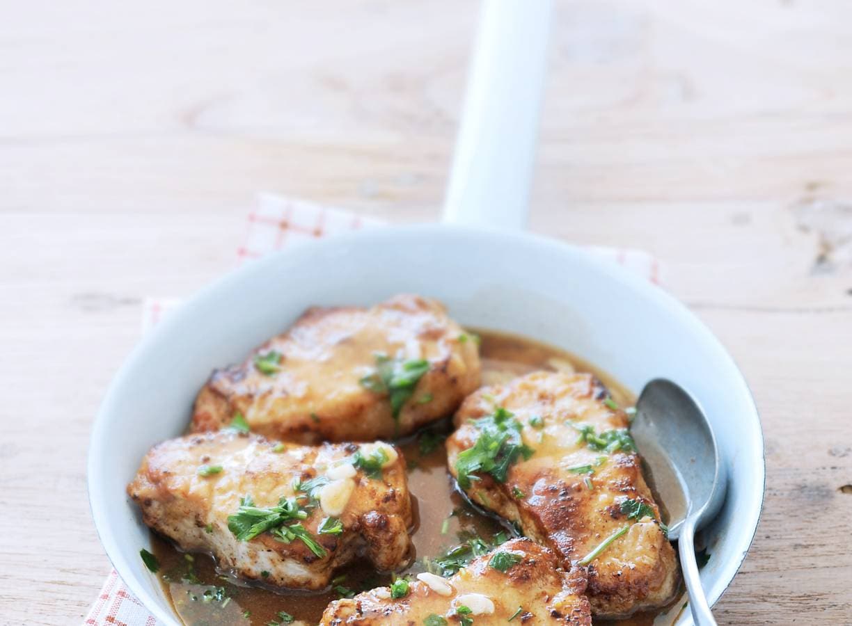 Filetlapjes met witte wijn