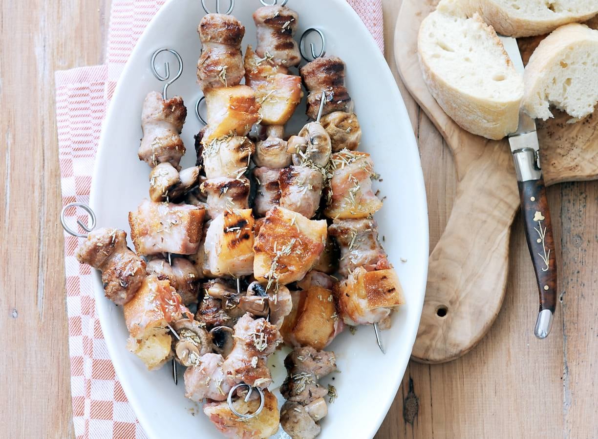 Spiesjes met ciabatta
