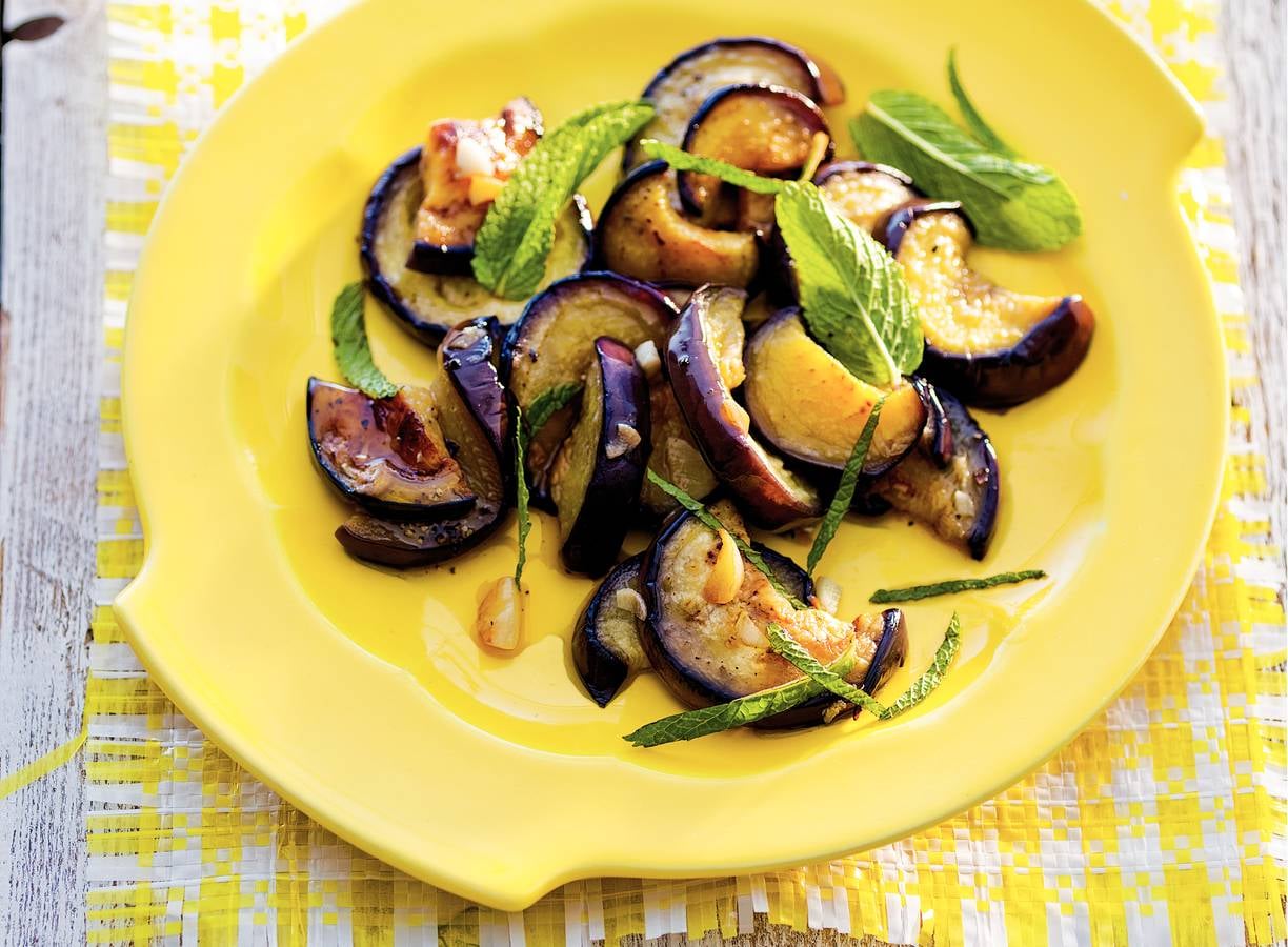 Aubergine met munt