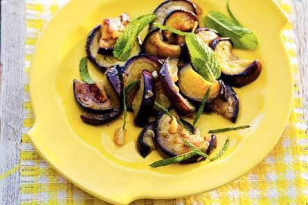 Aubergine met munt