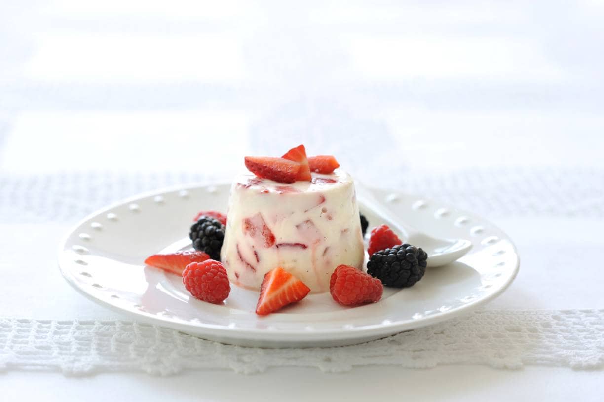 Yoghurt panna cotta met fruit