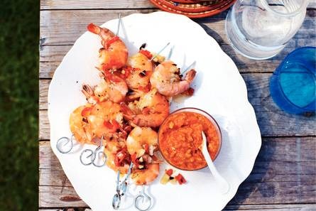 Garnalenspies met paprikasaus