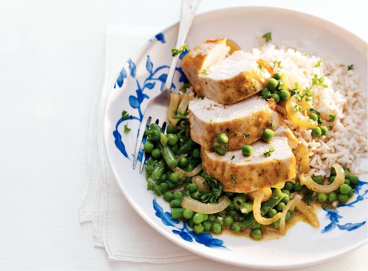 Kipfilet met groenten en pesto