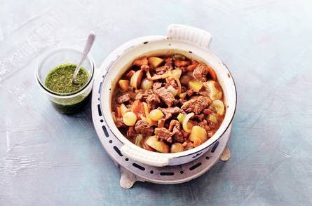 Stoofpot met muntsaus