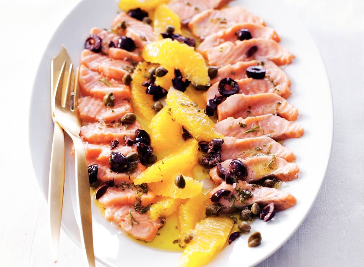 Zalm 'mi-cuit' met sinaasappel