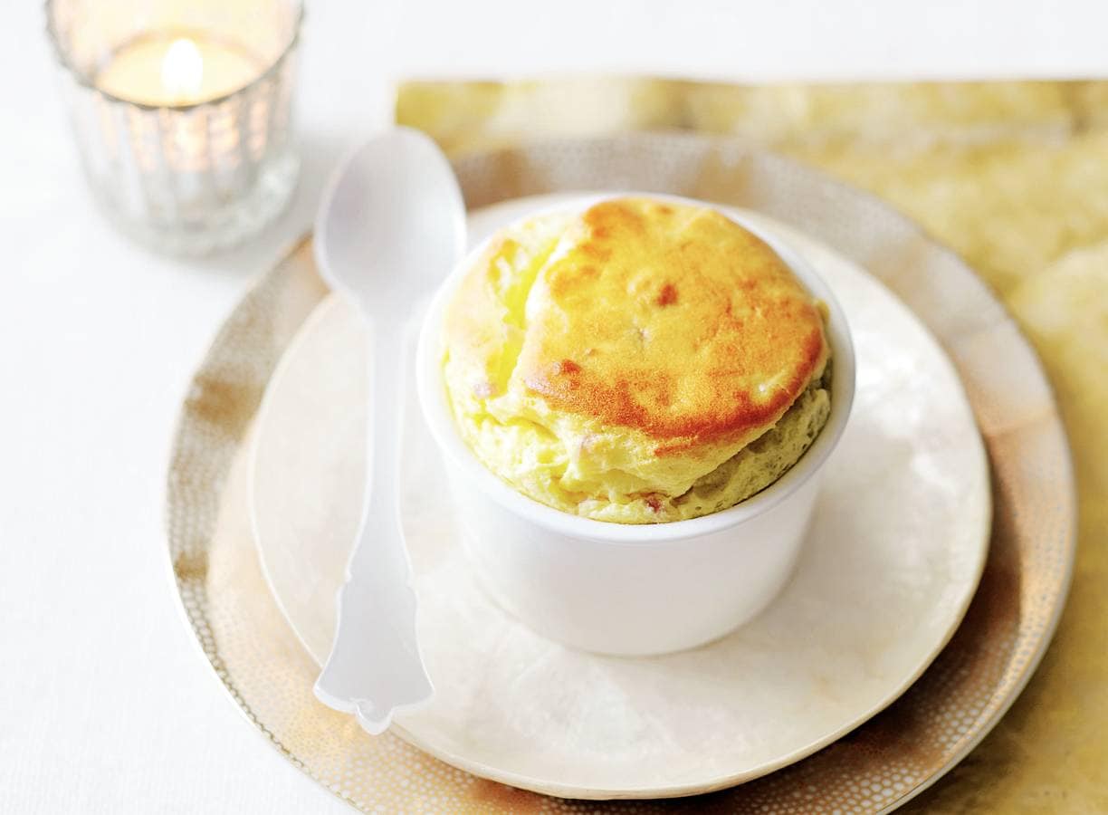 Geitenkaassoufflé met rode ui