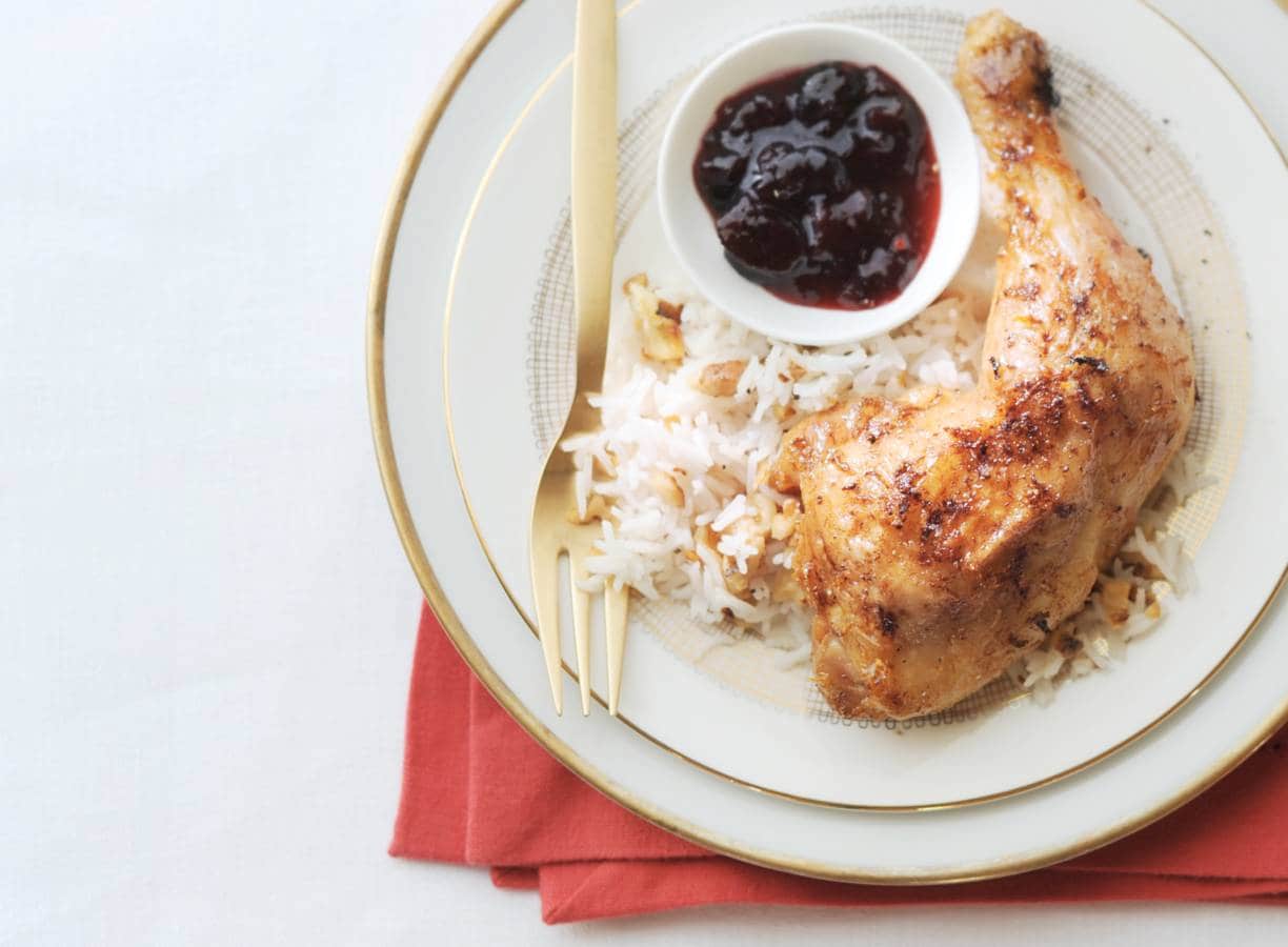 Kip en cranberrycompote