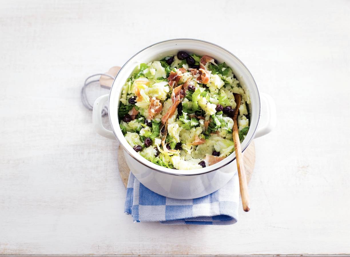 Mediterrane andijviestamppot