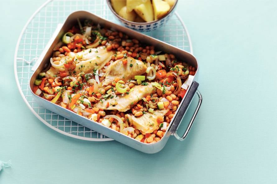 Bonenschotel met vis recept Allerhande Albert Heijn